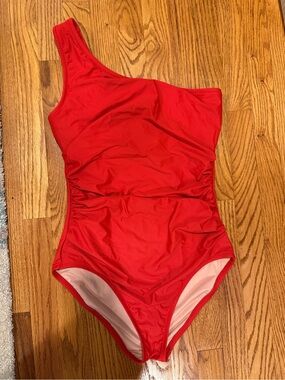 J. Crew Bright Red One-Shoulder Women’s One-Piece